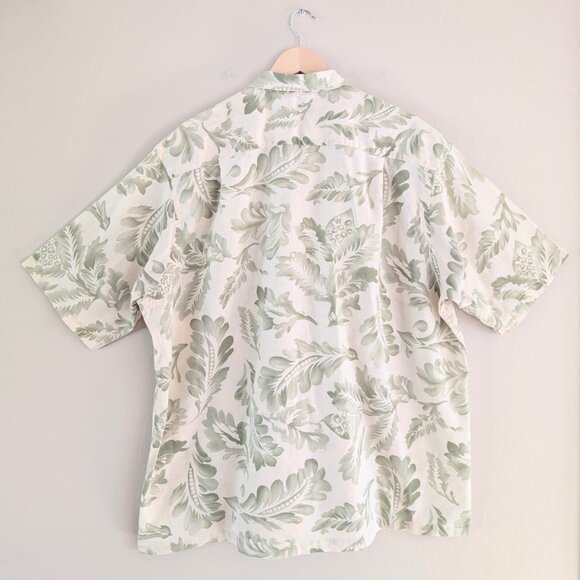 Vintage Nautica Men's Linen Blend Hawaiian Shirt Botanical‎ Tropical Vacation XL - Picture 9 of 14